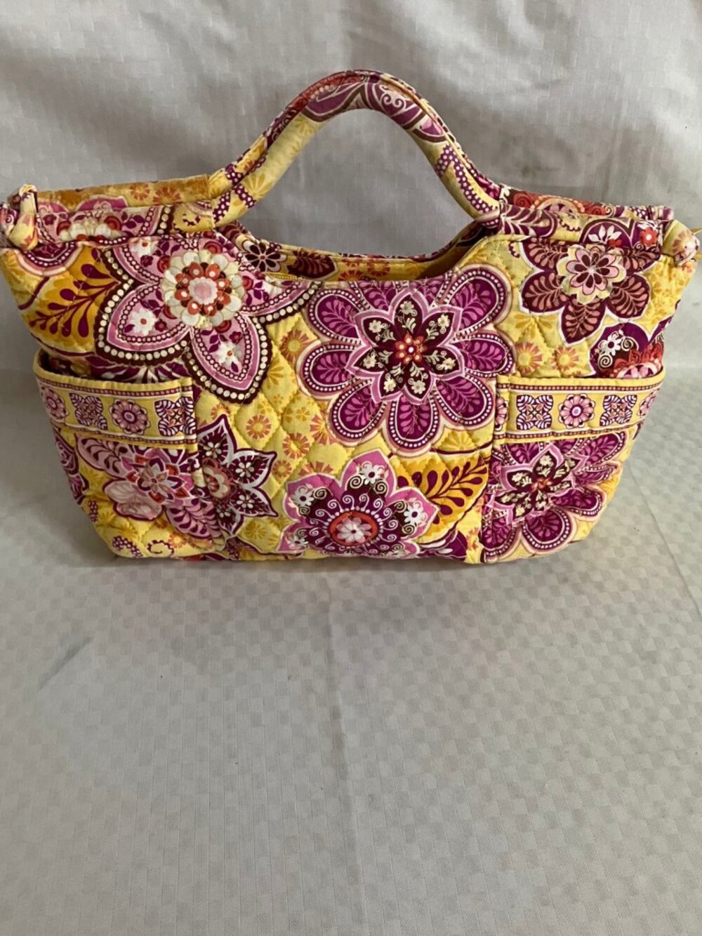 Vera Bradley Bali Gold Gabby Bag Shoulder Handbag Tote Large Purse Quilted Blue
